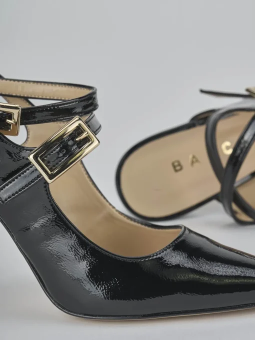 Décolleté e slingback tacco 9cm vernice nero