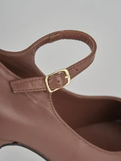 Décolleté e slingback tacco 13cm pelle marrone