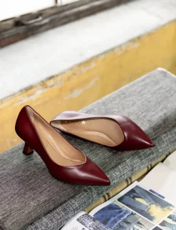 Décolleté e slingback tacco 5cm pelle bordo'