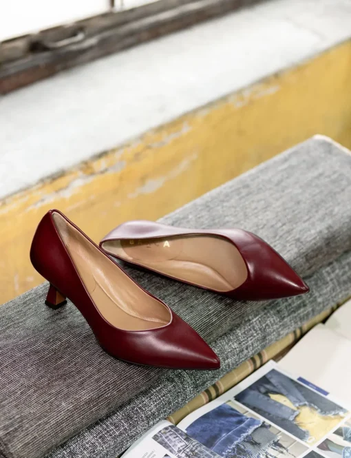 Décolleté e slingback tacco 5cm pelle bordo'