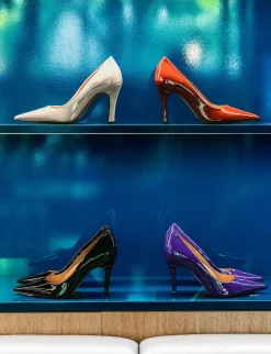 Décolleté e slingback tacco 9cm vernice nero