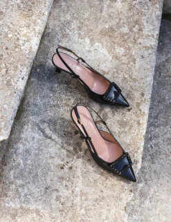 Décolleté e slingback tacco 5cm vernice nero