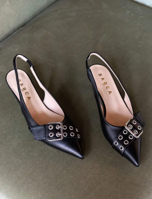 Décolleté e slingback tacco 5cm pelle nero