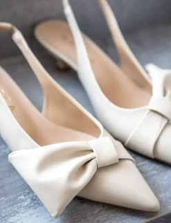 Décolleté e slingback tacco 4cm pelle beige