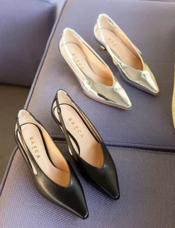 Décolleté e slingback tacco 4cm pelle nero