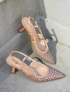 Décolleté e slingback tacco 7cm pelle beige