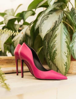 Décolleté e slingback tacco 10cm pelle viola