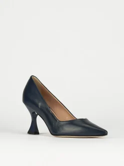 Décolleté e slingback tacco 7cm pelle blu