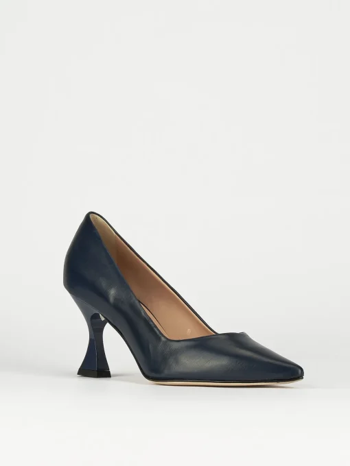 Décolleté e slingback tacco 7cm pelle blu