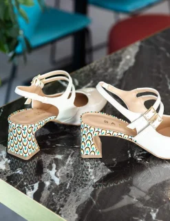 Décolleté e slingback tacco 5cm vernice bianco