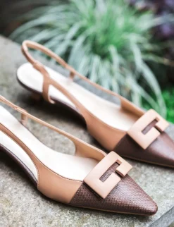 Décolleté e slingback tacco 3cm pelle testa