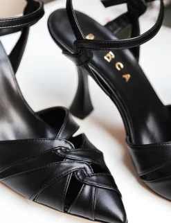 Décolleté e slingback tacco 9cm pelle nero