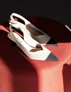 Décolleté e slingback tacco 5cm pelle beige