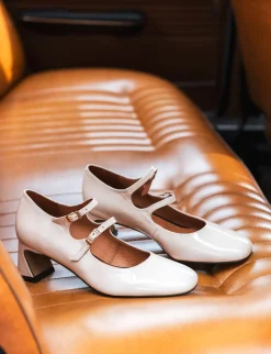 Décolleté e slingback tacco 5cm pelle beige