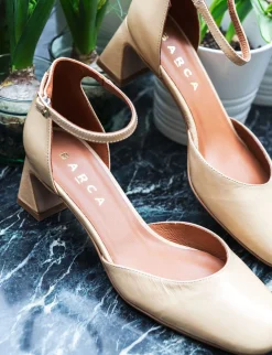 Décolleté e slingback tacco 5cm pelle marrone