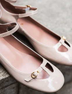 Décolleté e slingback tacco 3cm vernice beige