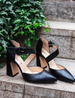 Décolleté e slingback tacco 9cm pelle nero