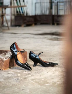 Décolleté e slingback tacco 6cm pelle nero