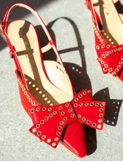 Décolleté e slingback tacco 4cm vernice rosso