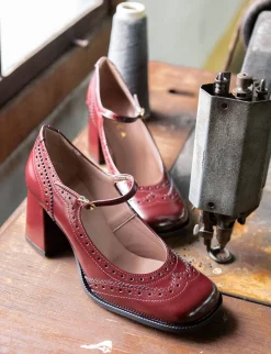Décolleté e slingback tacco 8cm pelle bordo'