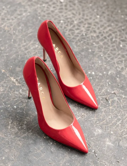 Décolleté e slingback tacco 10cm vernice rosso