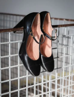 Décolleté e slingback tacco 8cm pelle nero