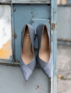 Décolleté e slingback tacco 11cm camoscio grigio