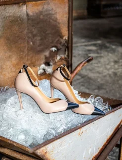 Décolleté e slingback tacco 11cm pelle nero