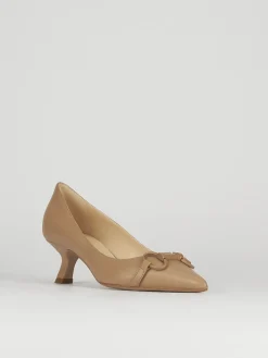 Décolleté e slingback tacco 5cm pelle beige