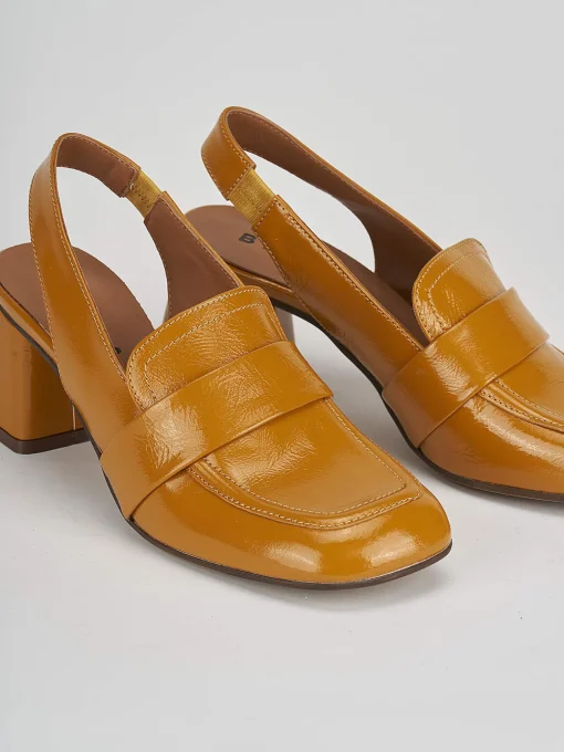 Décolleté e slingback tacco 6cm vernice giallo