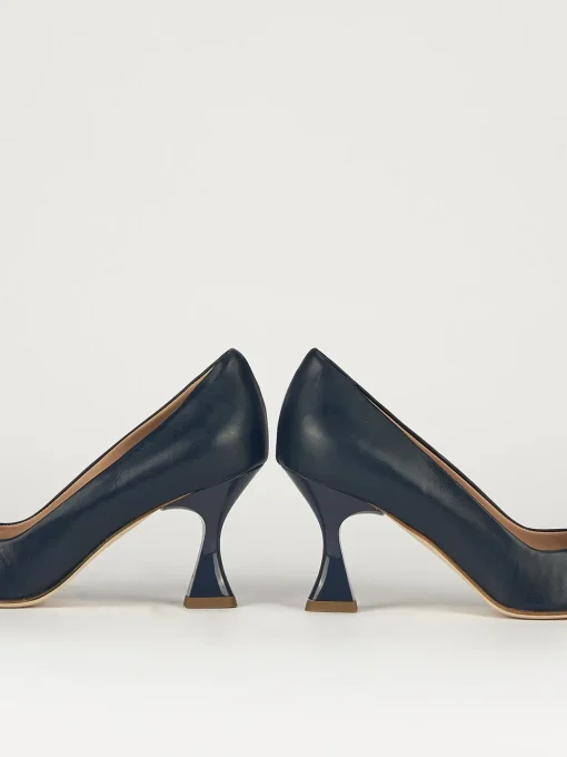 Décolleté e slingback tacco 7cm pelle blu