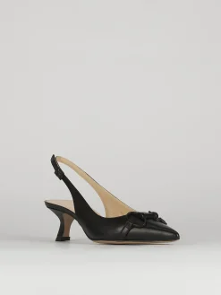 Décolleté e slingback tacco 5cm pelle nero