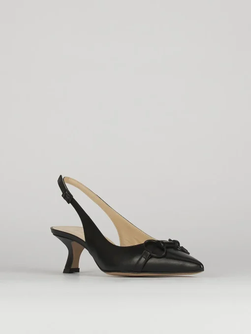 Décolleté e slingback tacco 5cm pelle nero