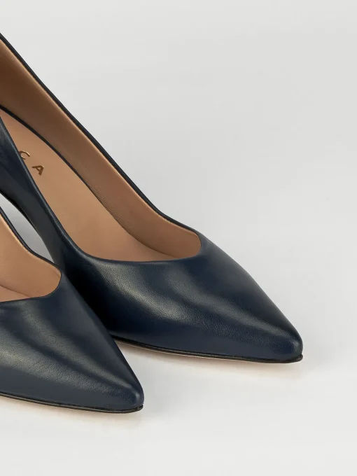 Décolleté e slingback tacco 7cm pelle blu