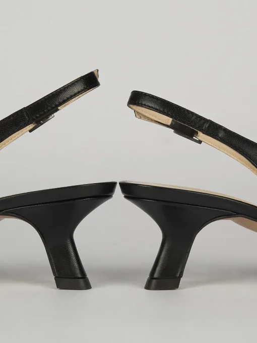Décolleté e slingback tacco 5cm pelle nero