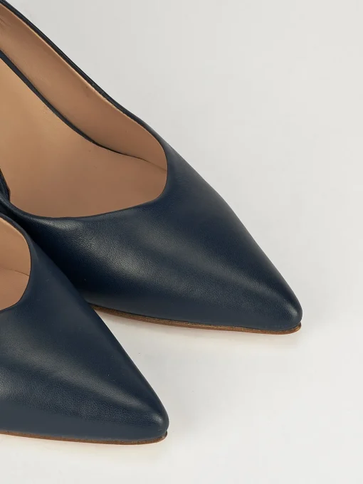 Décolleté e slingback tacco 7cm pelle blu