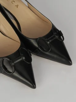 Décolleté e slingback tacco 5cm pelle nero