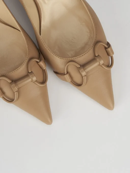 Décolleté e slingback tacco 5cm pelle beige