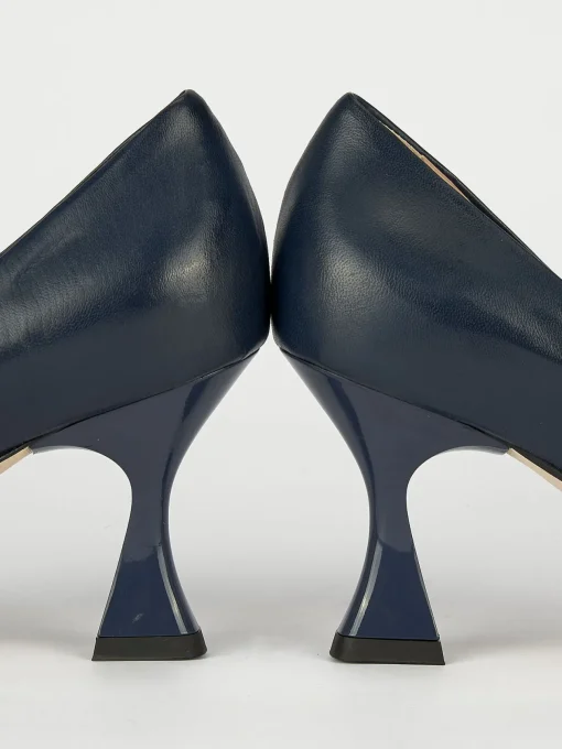 Décolleté e slingback tacco 7cm pelle blu