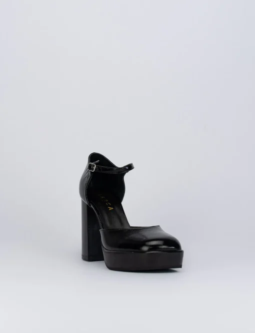 Decolte bebe' tacco 9 cm nero pelle