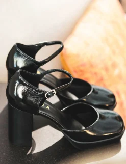Decolte bebe' tacco 9 cm nero pelle