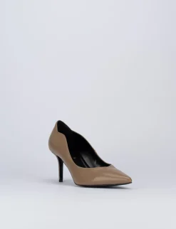 Decolte tacco 9 cm beige pelle
