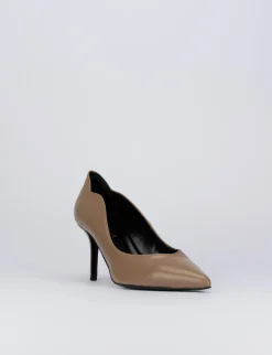 Decolte tacco 9 cm beige pelle