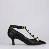 Decolte tacco 5 cm nero pelle