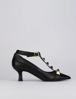 Decolte tacco 5 cm nero pelle