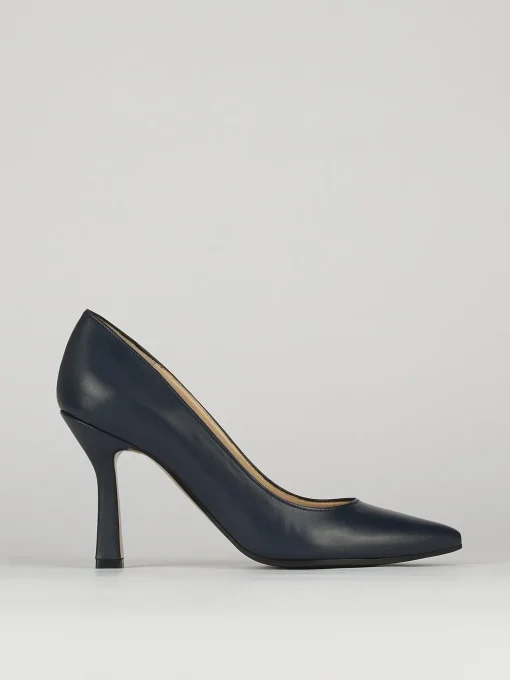 Decolte tacco 8cm blu pelle