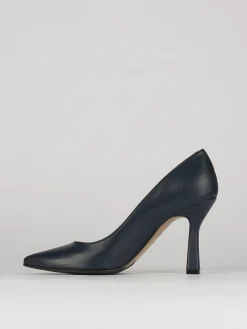 Decolte tacco 8cm blu pelle