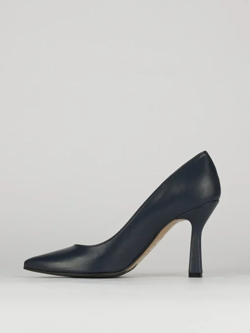 Decolte tacco 8cm blu pelle