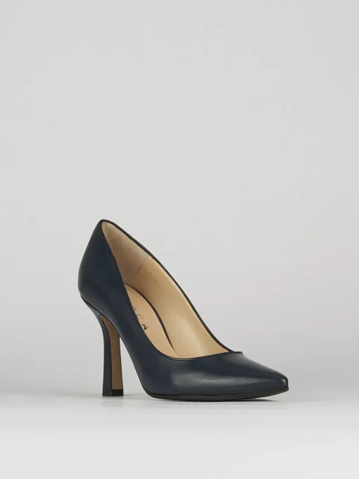 Decolte tacco 8cm blu pelle