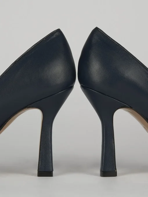 Decolte tacco 8cm blu pelle